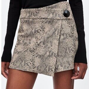 Zara Basic Snakeskin Print Skirt Shorts Skort